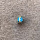 Bayar Gold 14 Ayar Altın Kafesli Mavi Boncuk F Harf Kolye Ucu