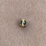 Bayar Gold 14 Ayar Altın Kafesli Siyah Boncuk P Harf Kolye Ucu