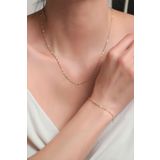 Bayar Gold 14 Ayar Altın Kalın Aynalı Kolye ve Bileklik Seti 1,8 mm