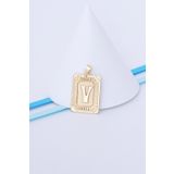 Bayar Gold 14 Ayar Altın Kare Vintage V Harf Kolye Ucu