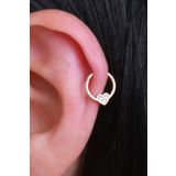 Bayar Gold 14 Ayar Altın Taşlı Kalp Halka Tragus Piercing