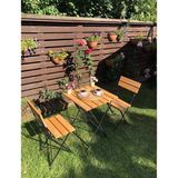 Bayarsan Metal Ayaklı Ahşap Katlanır Bistro Kamp Bahçe Balkon Mutfak Masa Sandalye Takım Set - Ahşap - Metal - Ceviz