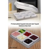 Bayce Home 6' Lı Bej Kahvaltılık Seti Tepsili Kahvaltı Saklama Kabı Sunum Seti