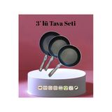 Baye Papil 3 Lu Tava Seti - 3 Boy Tava Granit Kaplama Italiona Sap
