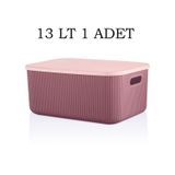 Bayev 1 Adet Storage 13 Lt Mor Çok Amaçlı Dolap Içi Düzenleyici Kapaklı Kutu, Dekoratif Saklama Kutusu