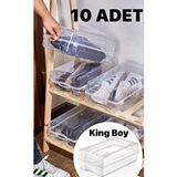 Bayev 10 Adet Erkek Ayakkabı Saklama Kutusu - Şeffaf Ayakkabı Kabı Seyahat Için Uygundur Renksiz
