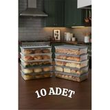 Bayev 10 Adet Freshbox 2 Litre Buzdolabı Saklama Kabı - Kapaklı Dondurucu Buzluk Kabı
