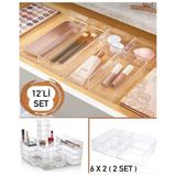 Bayev 12 Parça Takı Aksesuar Çekmece Düzenleyici Set (2 x 216) Takı Makyaj Kutusu Kalem Organizer