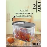 Bayev 2 Adet Gri 10 Litre Erzak Bakliyat Saklama Kabı-kayar Kapaklı Deterjan Tablet Saklama Kutusu Çok Renkli