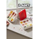 Bayev 2 Adet Medicine Box 1019 İlaç Kutusu 9 Gözlü Ayarlanabilir Bölmeli Kapaklı İlaç Saklama Kutusu