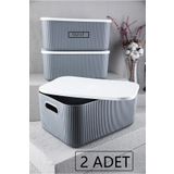 Bayev 2 Adet Storage 13 Lt Gri Çok Amaçlı Dolap Içi Düzenleyici Kapaklı Kutu Bot Kutusu