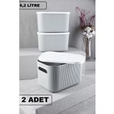 Bayev 2 Adet Storage 6 Lt Gri Çok Amaçlı Dolap Içi Düzenleyici Kapaklı Saklama Kabı