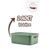 Bayev 2 Adet Yeşil 10 Lt Boxsis Set Çok Amaçlı Kapaklı Kutu Dolap Içi Düzenleyici Organizer - Hobi Kutusu