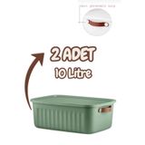 Bayev 2 Adet Yeşil 10 Lt Boxsis Set Çok Amaçlı Kapaklı Kutu Dolap Içi Düzenleyici Organizer - Hobi Kutusu