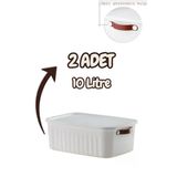 Bayev 2'li Beyaz 10 Lt Boxsis Set Çok Amaçlı Kapaklı Kutu Dolap Içi Düzenleyici Organizer - Hobi Kutusu