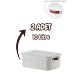 Bayev 2'li Beyaz 10 Lt Boxsis Set Çok Amaçlı Kapaklı Kutu Dolap Içi Düzenleyici Organizer - Hobi Kutusu