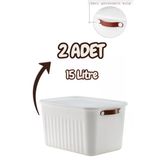 Bayev 2'Li Beyaz 15 Lt Boxsis Set Çok Amaçlı Kapaklı Kutu Dolap İçi Düzenleyici Organizer - Hobi Kutusu