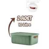 Bayev 2'li Yeşil 10 Lt Boxsis Set Çok Amaçlı Kapaklı Kutu Dolap Içi Düzenleyici Organizer - Hobi Kutusu