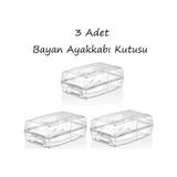 Bayev 3 Adet Ayakkabı Kutusu Kadın Ayakkabı Saklama Kutusu Ayakkabılık Düzenleyici