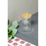 Bayev 330 Ml Bambu Kapaklı Cam Pipetli Pinterest Bardak - Borosilikat Kahve Sunum Bardağı 401307