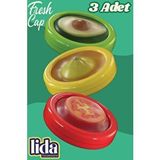 Bayev 3'lü Freshcap -meyve,sebze,soğan,limon Ve Domates Saklama Kabı Esnek Ve Yeniden Kullanılabilir Çok Renkli