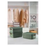 Bayev 3'lü Yeşil 10 Lt Boxsis Set Çok Amaçlı Kapaklı Kutu Dolap Içi Düzenleyici Organizer - Hobi Kutusu
