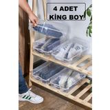 Bayev 4 Adet Erkek Ayakkabı Saklama Kutusu Büyük Boy Bagaj Ve Tatil Ayakkabı Ayakkabılık Düzenleyici