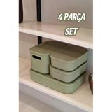 Bayev 4 Parça Colores Yeşil Dolap İçi Düzenleyici Kapaklı Kutu Ofis Çorap Kıyafet Düzenleyici Set