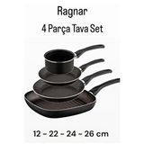 Bayev 4 Parça Ragnar Tava Seti Çeyiz Mutfak Tava Set Grill Omlet Kızartma Ve Sosluk Kaçerola Seti