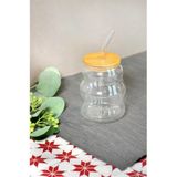 Bayev 450 Ml Bambu Kapaklı Cam Pipetli Pinterest Bardak - Borosilikat Kahve Sunum Bardağı 401305