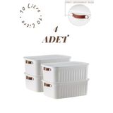 Bayev 4'lü Beyaz 10 Lt Boxsis Set Çok Amaçlı Kapaklı Kutu Dolap Içi Düzenleyici Organizer - Hobi Kutusu