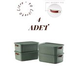 Bayev 4'lü Yeşil 10 Lt Boxsis Set Çok Amaçlı Kapaklı Kutu Dolap Içi Düzenleyici Organizer - Hobi Kutusu