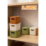 Bayev 5 Adet Colors Mix 6 Litre Dolap Düzenleyici Kapaklı Kutu - Kıyafet Çorap Saklama Kutusu