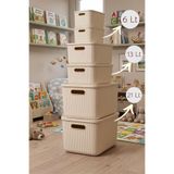 Bayev 6'Lı Set Colors Krem 2x6 2x13 2x21 Dolap İçi Düzenleyici Organizer Oyuncak Kutusu Kapaklı Saklama Kutusu