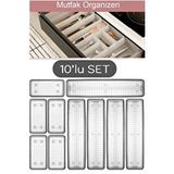 Bayev Bade 10'lu Modüler Set 5+5 Kaşıklık Çekmece Içi Düzenleyici Çatal Kaşık Düzenleme Organizeri Renksiz