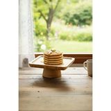 Bayev Bambu 15 Cm Kare Ayaklı Sunumluk 700718 - Ahşap Servis Sunum Tabağı Kahverengi