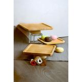 Bayev Bambu 3'Lü Kare Ayaklı Sunumluk Set - Ahşap Servis Sunum Tabağı 15-17-20 Cm