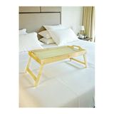 Bayev Bambu 50x30 Camlı Ayaklı Dekoratif Keyif Tepsi 700654