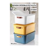 Bayev Boxsıs 3 Adet 10 Lt Mix Düzenleyici Kapaklı Kutu Storage Dekoratif Dolap İçi Organizer Kutu