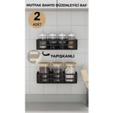 Bayev Evo 2 Adet Yapışkanlı Mutfak Baharat Rafı Baharatlık Sabunluk Raf Düzenleyici Stand