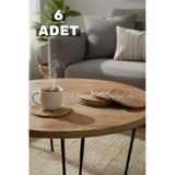 Bayev Hasır 6’Lı Bardak Altlığı 9053 - 11 Cm Çay Fincan Kupa Mum Altlığı Dekoratif Supla
