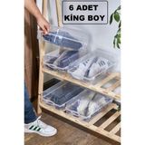 Bayev King Boy 6 Adet Erkek Ayakkabı Kutusu - Saklama Kutusu Dayanıklı ve Şeffaf Tasarım
