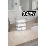 Bayev Lucid 3 Adet Mini Akrilik Kapaklı Düzenleyici Kutu Çok Amaçlı Organizer