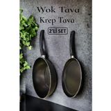 Bayev Ragnar 2'li Tava Seti , Wok Tava Krep Tava 2 Parça Tava Set