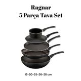 Bayev Ragnar 5 Parça Tava Seti 5 Li Çeyiz Tava Set Wok Grill Krep Sosluk Kaçerola Ve Sahan Yumurta Tavası