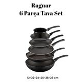 Bayev Ragnar 6 Parça Tava Seti 6 Lı Çeyiz Tava Set Wok, Grill, Krep, Yumurta,Kızartma ve Sosluk Kaçerola