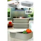 Bayev Storage 3 Adet 3.2 Lt Saklama Kabı Gri Sebze Meyve Kahvaltılık Eşya Organizer Toparlayıcı Kutu