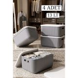 Bayev Storage 4 Adet 13 Lt Gri - Dolap İçi Düzenleyici Kıyafet Organizer - Hobi Oyuncak Kutusu