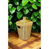 Bayev Wicker Küçük Boy Kahverengi Hasır Kapaklı Patates Soğan Sepet 20x20x25 cm Dekoratif Sunum