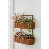 Bayev Yakut13472 Rattan 2 Katlı Oval Organizer Sepet Çok Amaçlı Dekoratif Çiçeklik